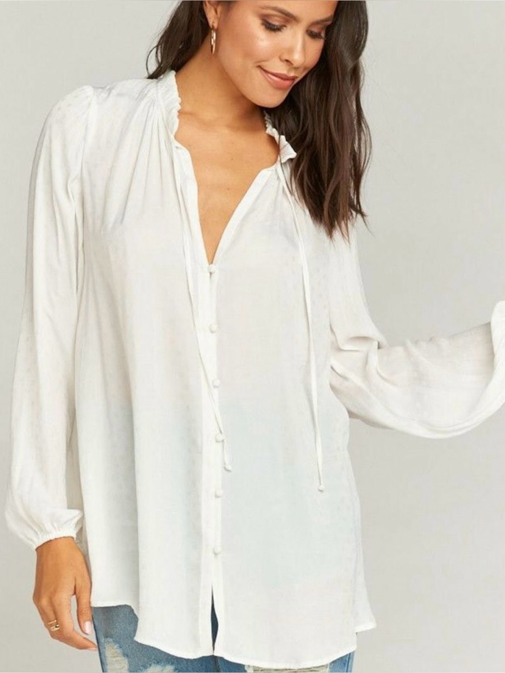 Show Me Your Mumu Sheer White Blouse